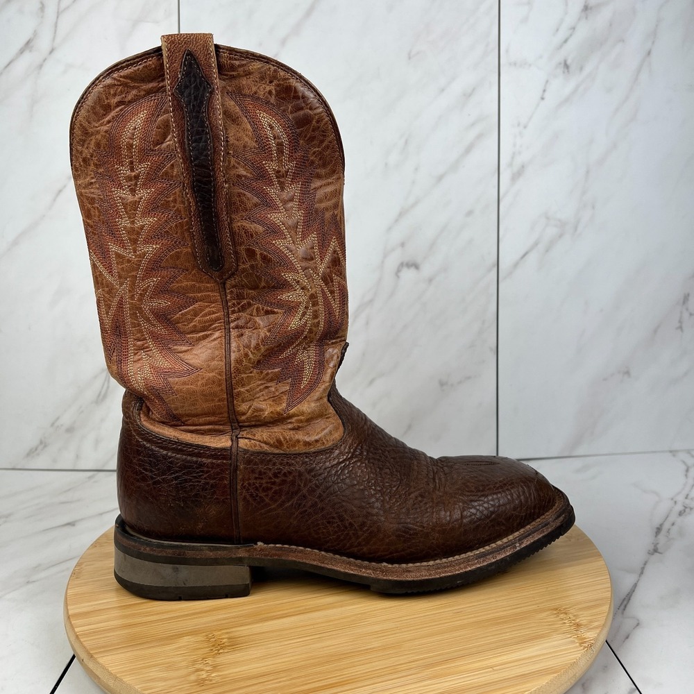 Lucchese Rudy Mens Size 8 D Brown Leather Square Toe Western Cowboy Boots M4090